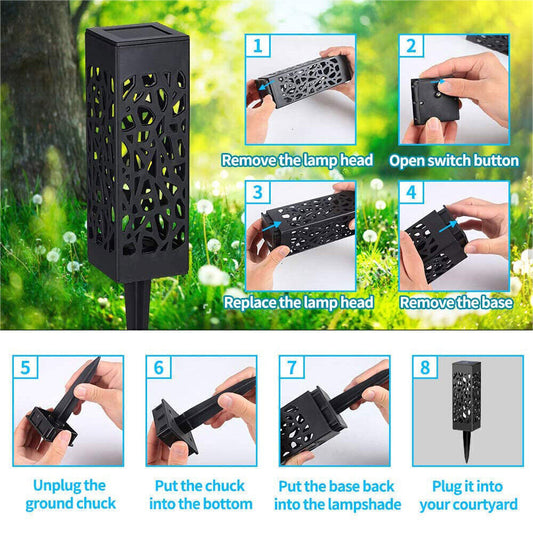 4X Solar Powered LED Garden Stake Lights Patio Yard Lawn Waterproof Outdoor