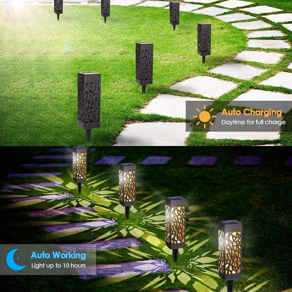 4X Solar Powered LED Garden Stake Lights Patio Yard Lawn Waterproof Outdoor