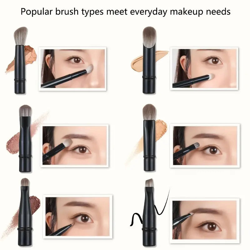 6-Piece Mini Travel Makeup Brush Set with Case – Portable Cosmetic Brushes for Foundation, Blush, Eyeshadow & More