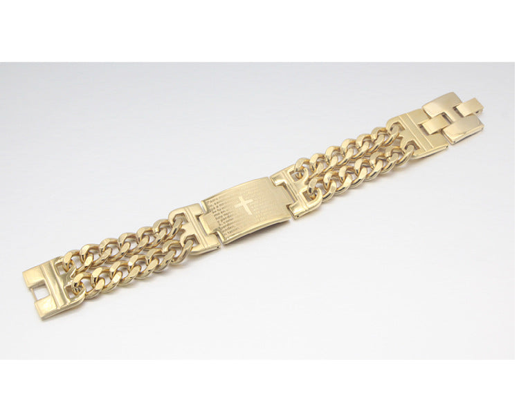 Stainless Steel Cross Bracelet – Double Buckle Religious Silicone Band