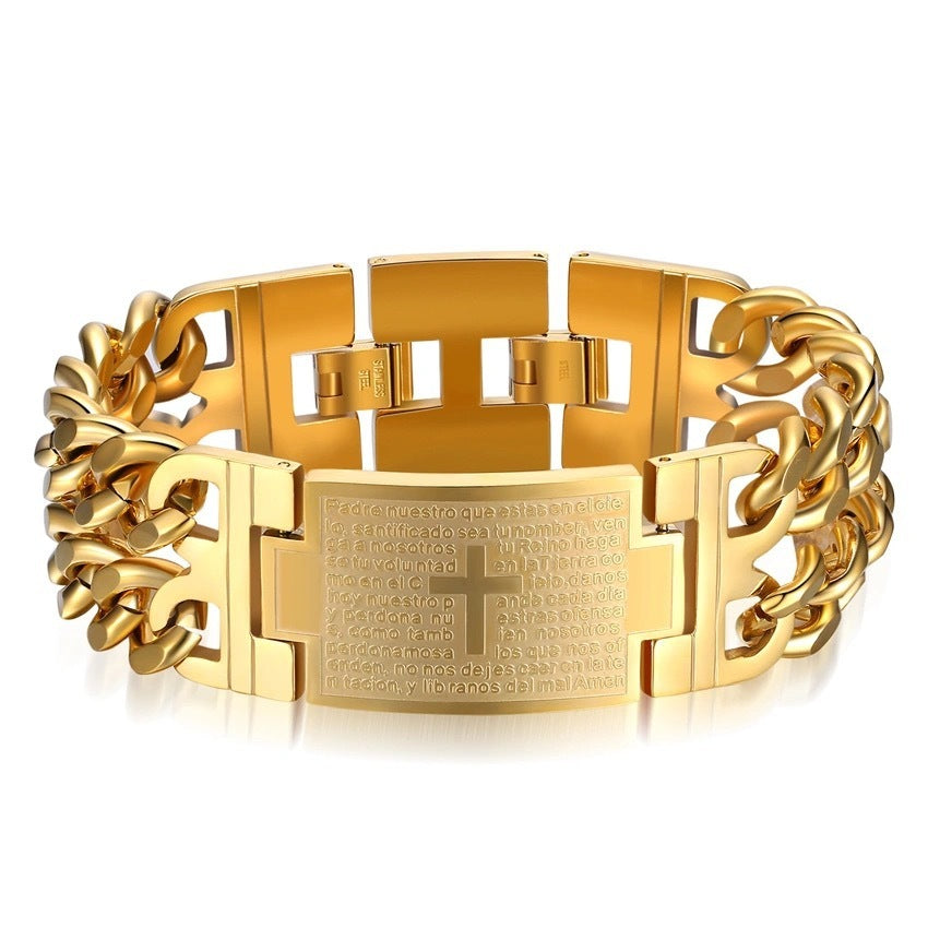Stainless Steel Cross Bracelet – Double Buckle Religious Silicone Band