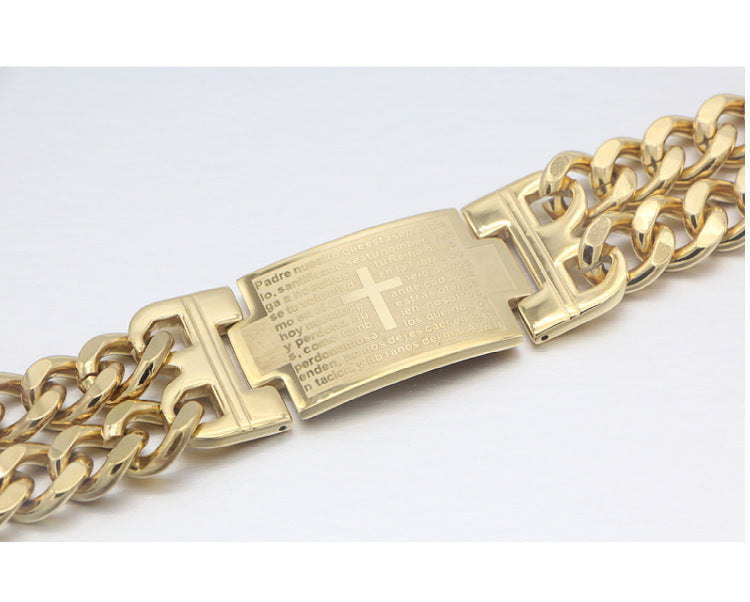 Stainless Steel Cross Bracelet – Double Buckle Religious Silicone Band