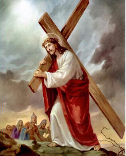 Religious Diamond Painting – Jesus Cross Mosaic on Canvas (Handmade)