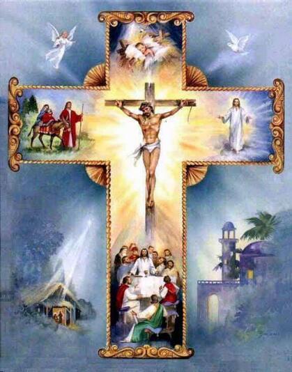 Religious Diamond Painting – Jesus Cross Mosaic on Canvas (Handmade)