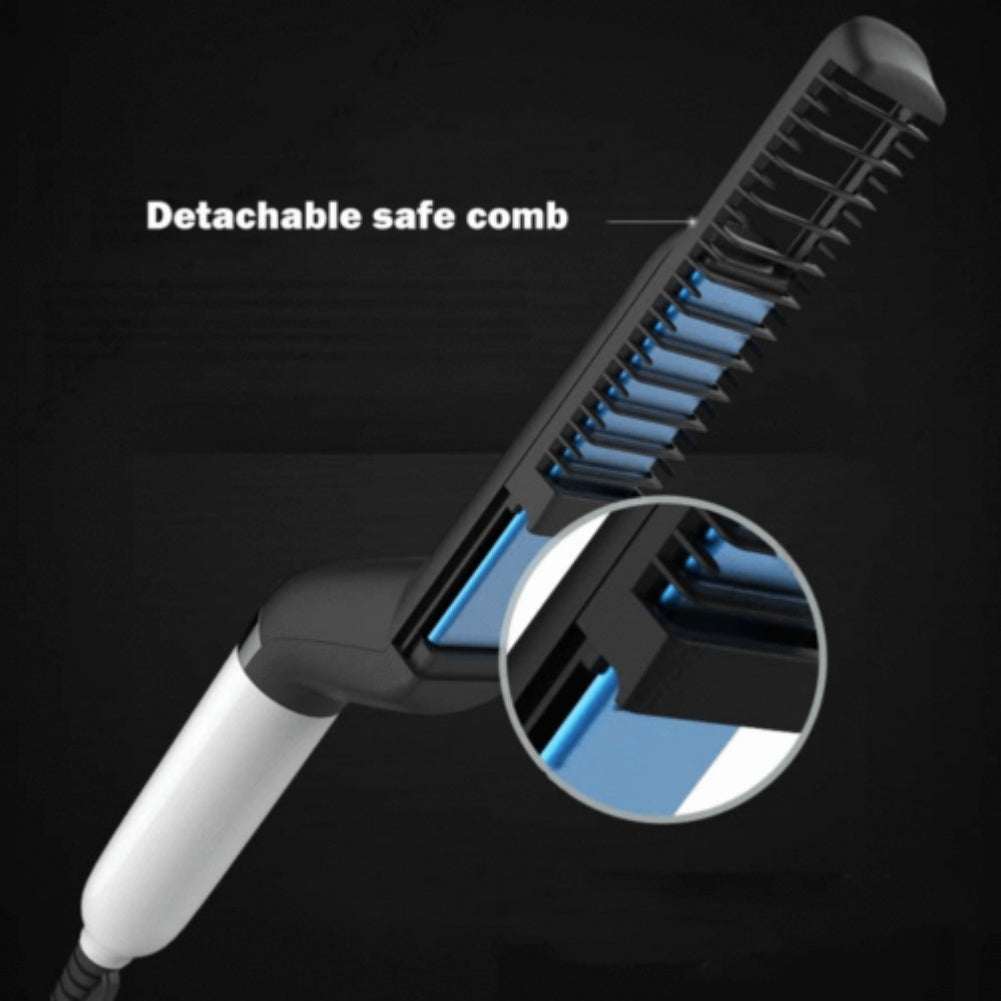 Electric Hair Straightener Brush – Men’s Quick Beard & Hair Styler Comb | Anti-Frizz & Curling Tool