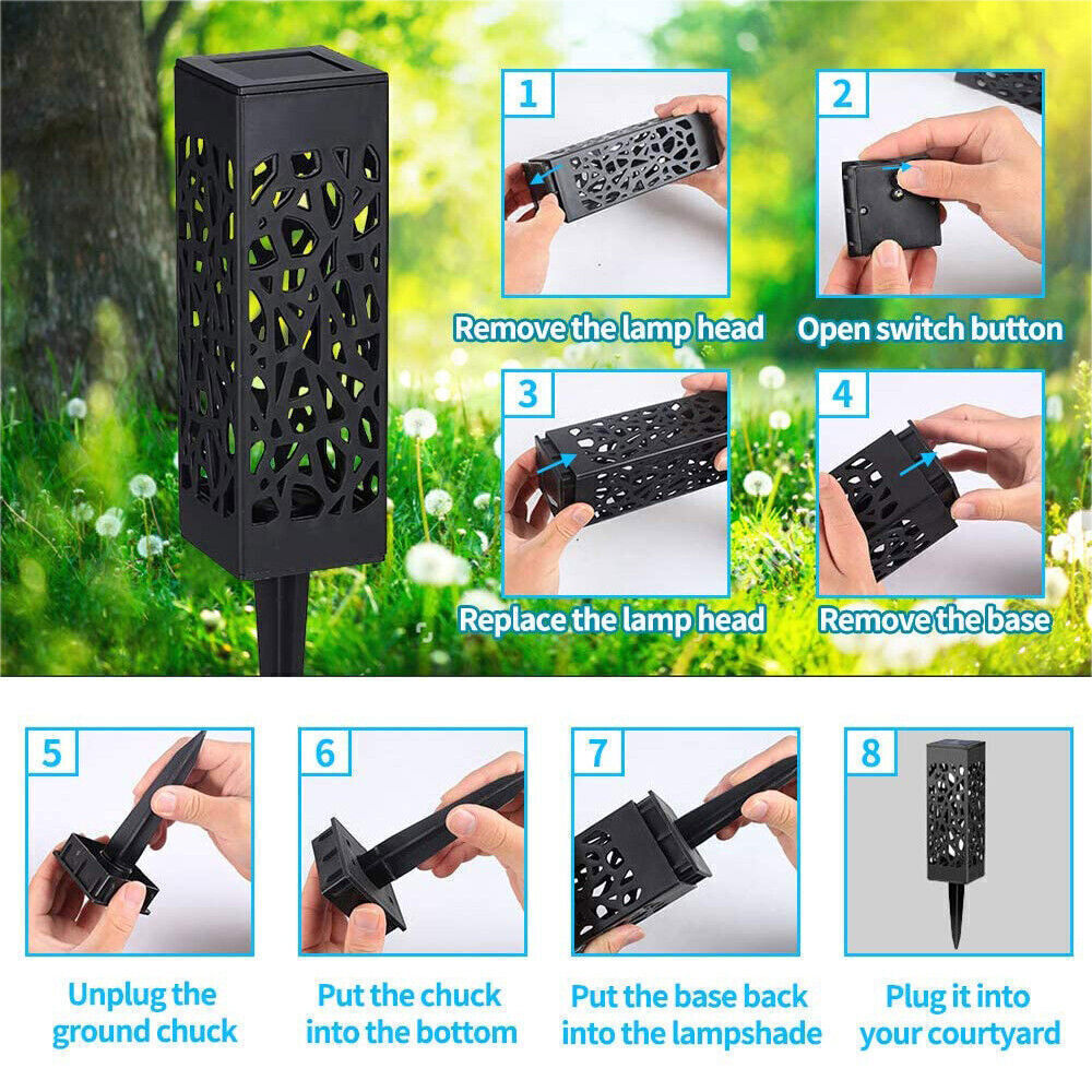 4X Solar Powered LED Garden Stake Lights Patio Yard Lawn Waterproof Outdoor