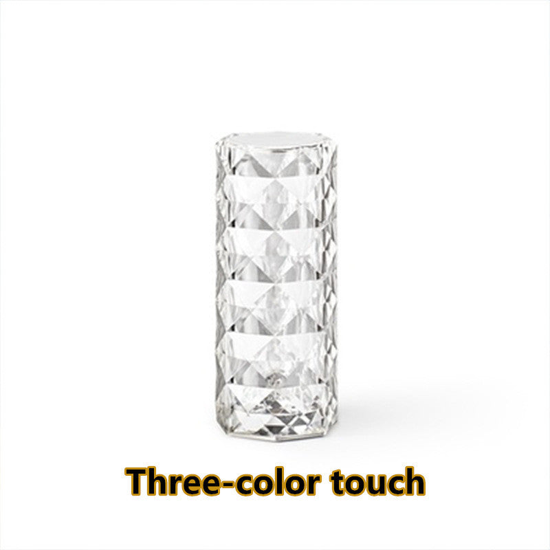 Nordic Crystal Touch Lamp – USB Rechargeable RGB Night Light with 16 Colors & Diamond Design