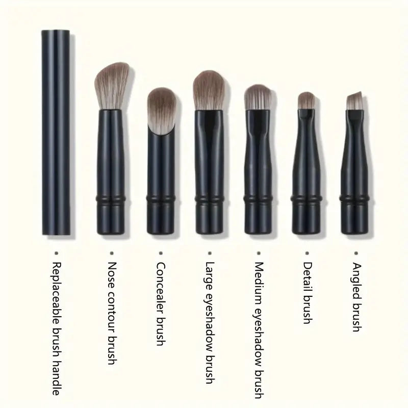 6-Piece Mini Travel Makeup Brush Set with Case – Portable Cosmetic Brushes for Foundation, Blush, Eyeshadow & More