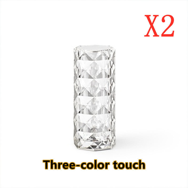 Nordic Crystal Touch Lamp – USB Rechargeable RGB Night Light with 16 Colors & Diamond Design